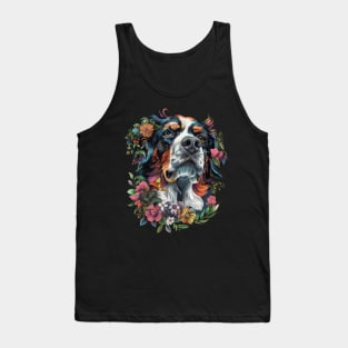 Cute Dog with Flowers Design Tank Top